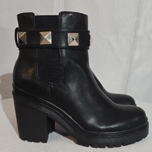 Mix No. 6 Black Chunky Heeled Boots with Silver Studs.
